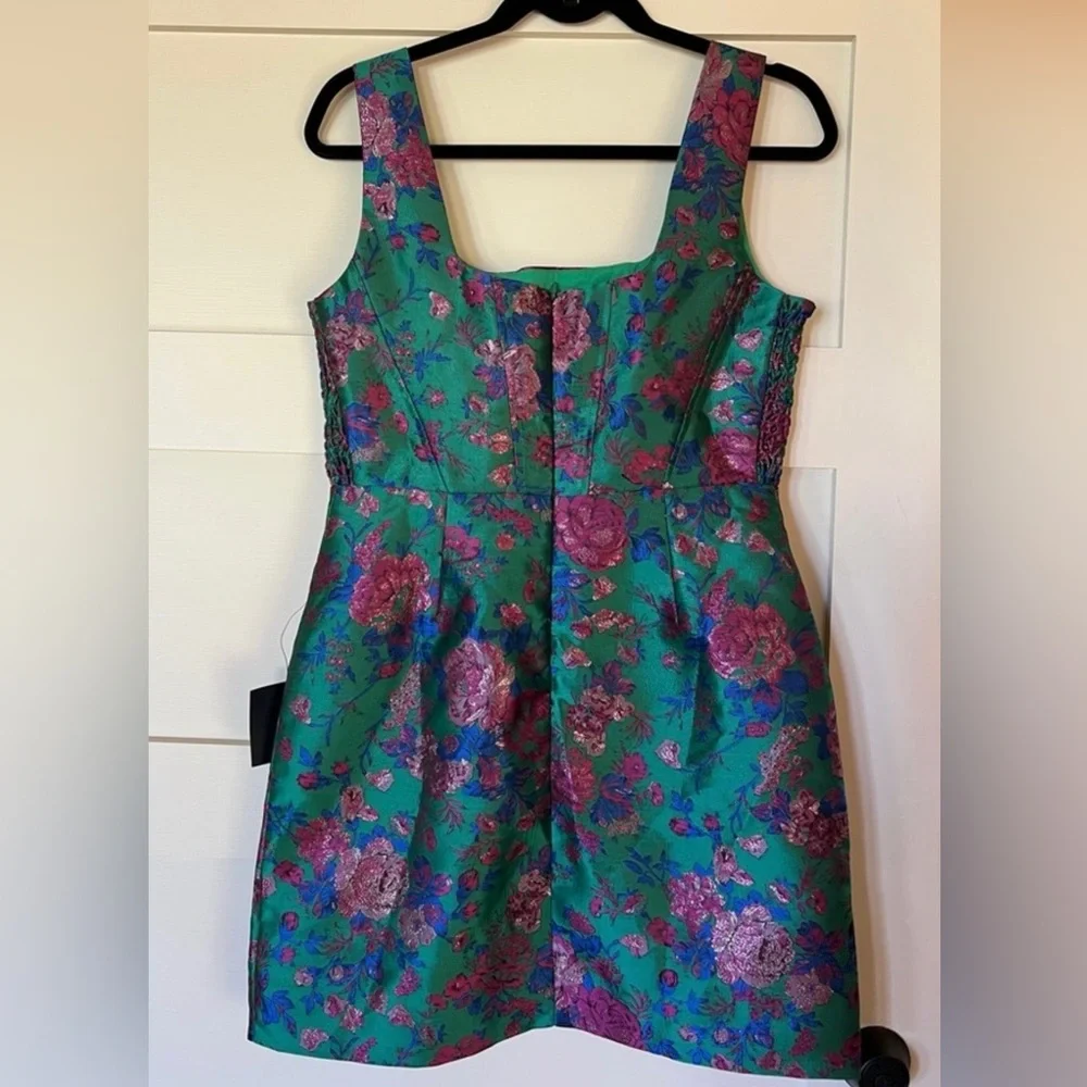 Linden green and purple floral mini dress NWT